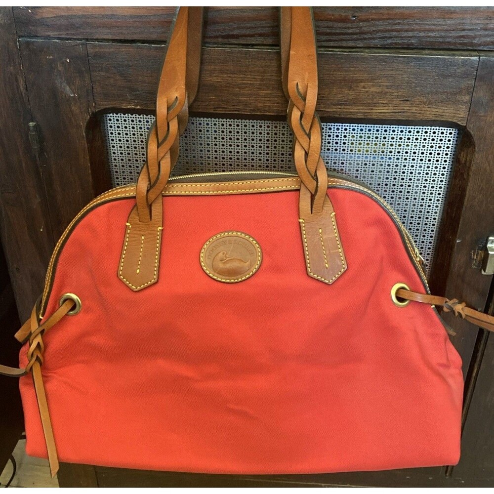 DOONEY & BOURKE Red Nylon Double Braided Leather Handles Shoulder Medium Bag